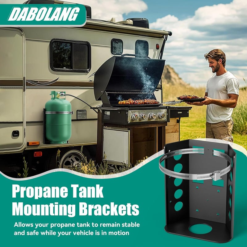 Dabolang 10lb Propane Tank Mounting Bracket,Heavy Duty Propane Tank Holder,Propane Tank Hold Down for Rv,Campervan,Travel Trailer,Jeep and Overland Vehicles - Image 5